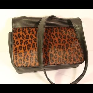 Silver Blue USA Leopard Print Shoulder Bag